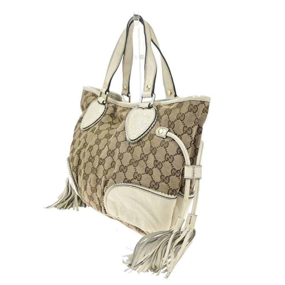GUCCI GG Pattern Shoulder Tote Bag Canvas Leather Brown White GHW Italy 31EG320 - Picture 4 of 15